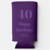 40 Happy Birthday Script Elegant Purple Selters Dosenkühler (Vorderseite)