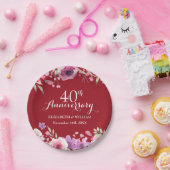 40. Hochzeit-Jubiläum Blume Chic Ruby Pappteller (Party)