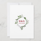 40. Hochzeit Jubiläum Grünpflanzen Blumenmonogramm Einladung (Rückseite)