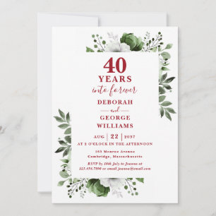 40. Hochzeit Jubiläum Grünpflanzen Blumenmonogramm Einladung