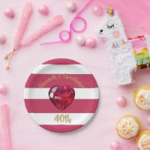 40. Hochzeit Jubiläum Red Striped Elegant Pappteller (Party)