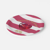 40. Hochzeit Jubiläum Red Striped Elegant Pappteller (Schrägansicht)