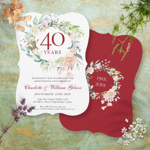 40. Hochzeit Ruby Jubiläum Rose Garland Einladung