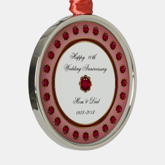 40. Hochzeitsfeier Silbernes Ornament (Rechts)