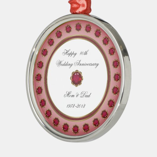 40. Hochzeitsfeier Silbernes Ornament (Links)