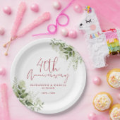 40. Hochzeitsjubiläum Greenery Floral Pappteller (Party)