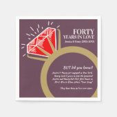 40. Hochzeitsjubiläum Party Ruby Ring Funts Fakten Serviette (Vorderseite)