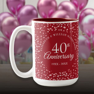 40. Hochzeitsjubiläum Rubinh Herzen Zweifarbige Tasse