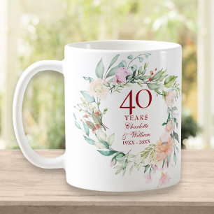 40. Hochzeitsjubiläum Ruby-Hochzeit Landblumen Kaffeetasse