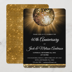 40. Hochzeitsjubiläums-Party Goldene Disco-Kugel Einladung