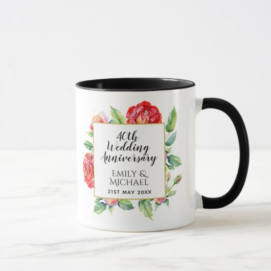 40. Hochzeitspende - Ruby-Rote Rosen Tasse (Rechts)
