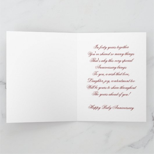 40. Hochzeitstag 8x5x11 Karte (Innenseite)