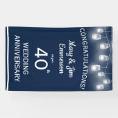 40. Hochzeitstag Banner Navy White (Horizontal)