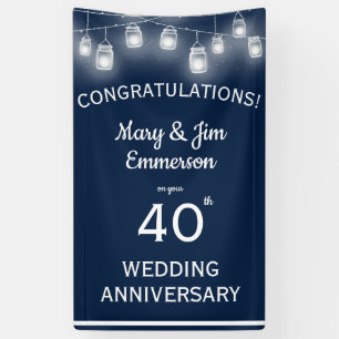 40. Hochzeitstag Banner Navy White