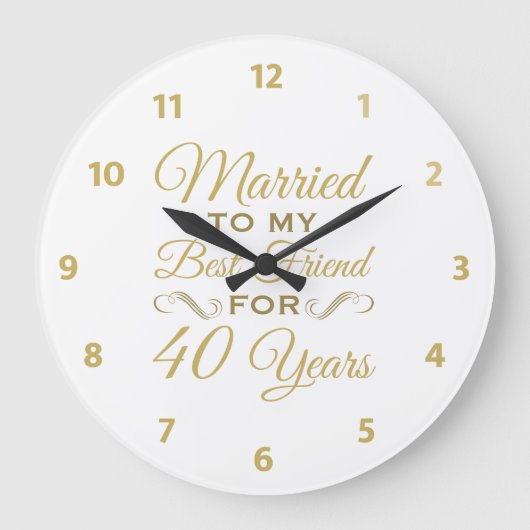 40. Hochzeitstag Bester Freund Große Wanduhr (Vorderseite)