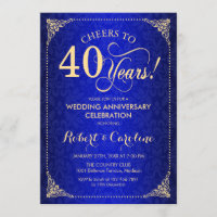 40. Hochzeitstag - Blue Gold Damask