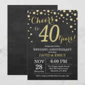 40. Hochzeitstag Chalkboard Black and Gold Einladung (Vorne/Hinten)