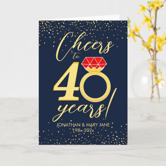 40. Hochzeitstag Cheers Ring Karte (Gelbe Blume)