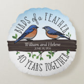 40. Hochzeitstag, Drosseln einer Feder Rundes Kissen (Vorderseite)