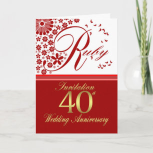 40. Hochzeitstag Einladungskarte - ruby wir