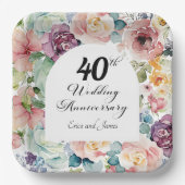 40. Hochzeitstag Elegantes Drehbuch Pappteller (Vorderseite)