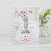 40. Hochzeitstag Elegantes Foto Ein Ruby Do Einladung (Stehend Vorderseite)