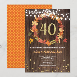 40. Hochzeitstag Erntedank Holz Einladung