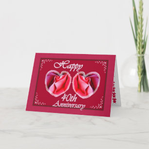 40. Hochzeitstag Farn gefülltes Herz Karte