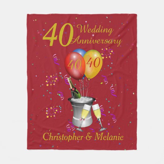 40. Hochzeitstag Feier Rot Fleecedecke (Vorderseite)