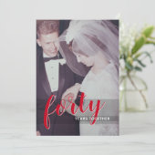 40. Hochzeitstag & Foto - rubinrot Einladung (Stehend Vorderseite)