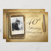 40. Hochzeitstag Foto Vintage Einladungen (Vorne/Hinten)