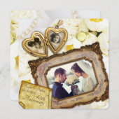 40. Hochzeitstag - Goldener Herzklecksrahmen Einladung (Vorne/Hinten)