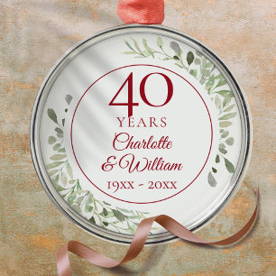 40. Hochzeitstag Greenery Ornament Aus Metall