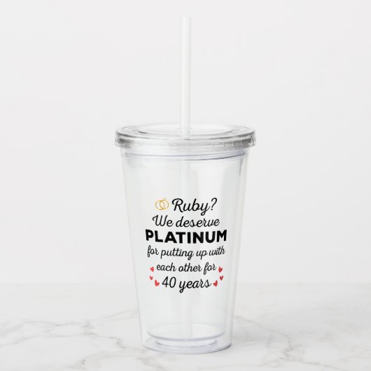 40. Hochzeitstag I - Ruby Funny Couple Acryltrinkbecher (Vorderseite)