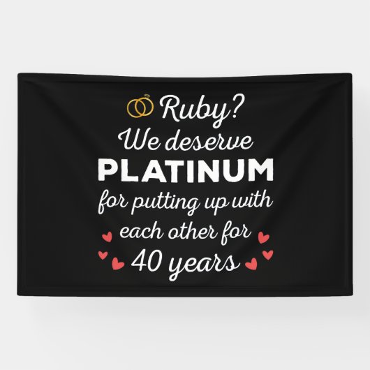 40. Hochzeitstag I - Ruby Funny Couple Banner (Horizontal)