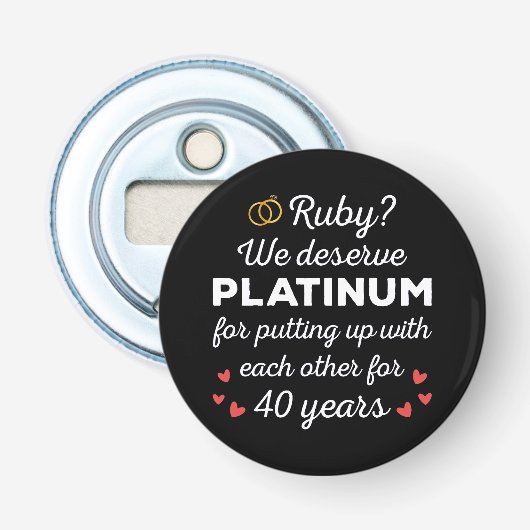 40. Hochzeitstag I - Ruby Funny Couple Flaschenöffner (Vorderseite)
