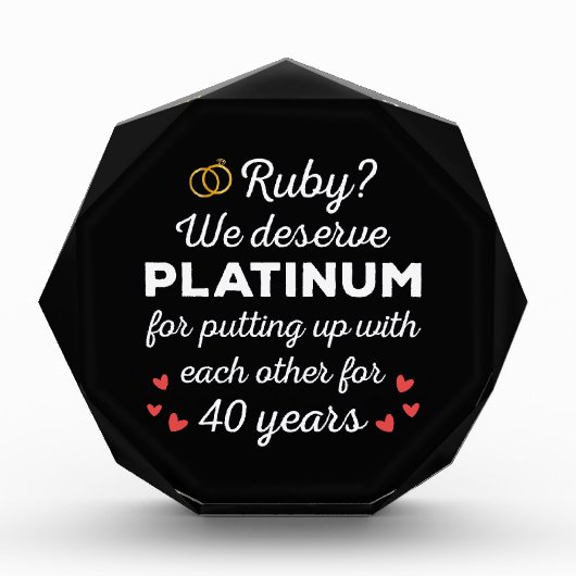 40. Hochzeitstag I - Ruby Funny Couple Fotoblock (Vorderseite)