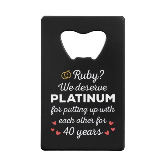 40. Hochzeitstag I - Ruby Funny Couple Geldbeutel Flaschenöffner (Vorderseite)