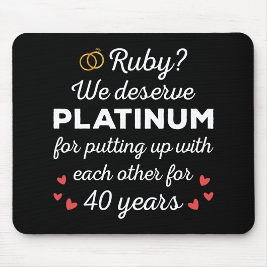 40. Hochzeitstag I - Ruby Funny Couple Mousepad (Vorne)