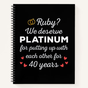 40. Hochzeitstag I - Ruby Funny Couple Notizblock