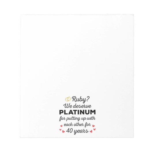 40. Hochzeitstag I - Ruby Funny Couple Notizblock (Vorderseite)