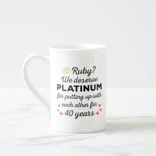 40. Hochzeitstag I - Ruby Funny Couple Porzellantasse (Links)