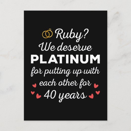 40. Hochzeitstag I - Ruby Funny Couple Postkarte (Vorderseite)