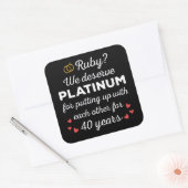 40. Hochzeitstag I - Ruby Funny Couple Quadratischer Aufkleber (Umschlag)