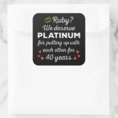 40. Hochzeitstag I - Ruby Funny Couple Quadratischer Aufkleber (Tasche)
