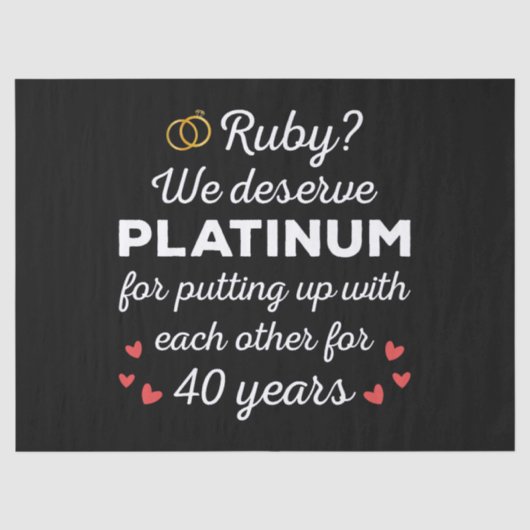 40. Hochzeitstag I - Ruby Funny Couple Seidenpapier (Vorderseite)