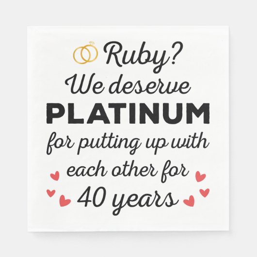 40. Hochzeitstag I - Ruby Funny Couple Serviette (Vorderseite)