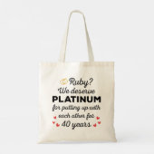 40. Hochzeitstag I - Ruby Funny Couple Tragetasche (Rückseite)