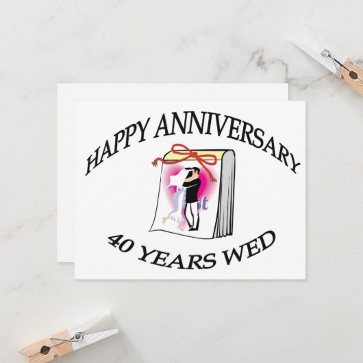 40. Hochzeitstag Karte (Vorderseite/Rückseite Beispiel)