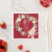 40. Hochzeitstag Land Blumenruby Serviette (Beispiel)